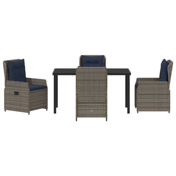 Trädgårdsmöbelset med kudde 5 pcs Grå Poly rattan