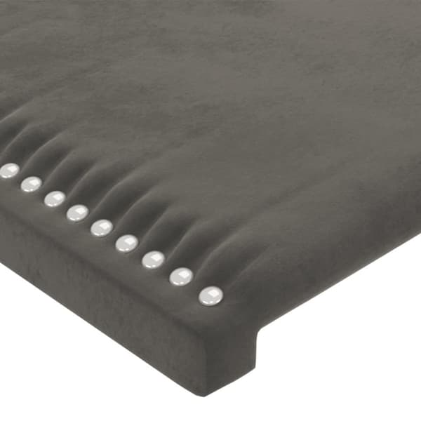 Sänggavel mörkgrå 144x5x118/128 cm sammet