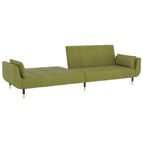 Bäddsoffa 2-sits med två kuddar ljusgrön sammet