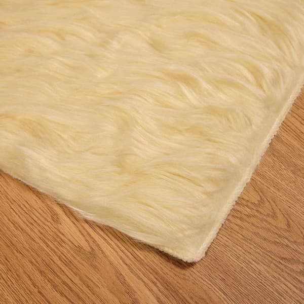 Fuskfäll matta TAFALLA Gräddvit 80 x 200 cm Polyester