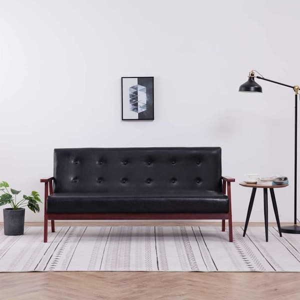 3-sitssoffa svart konstläder