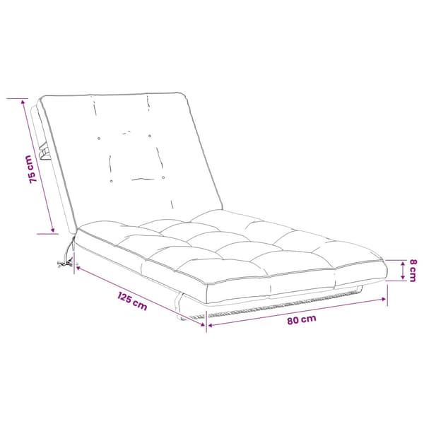 Solstol Kudde VIANEN 100% Polyester Grå 200 x 80 x 8 cm