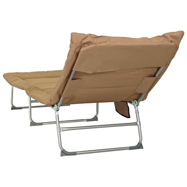 Hopfällbar solstol med kudde 2 pcs Beige