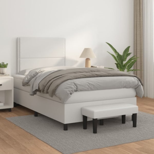 Ramsäng med madrass vit 120x200 cm konstläder
