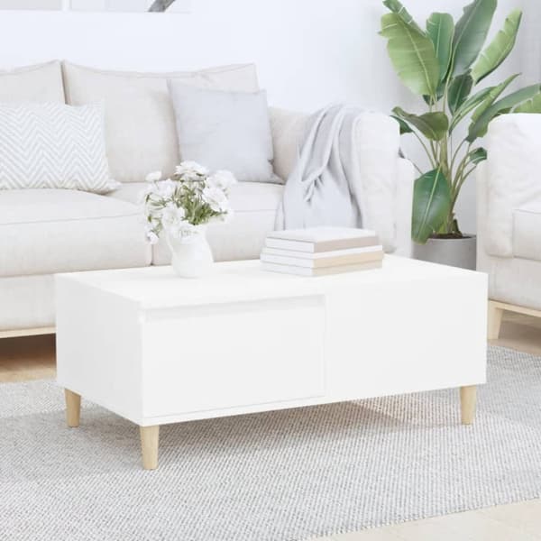 Soffbord vit 90x50x36,5 cm konstruerat trä