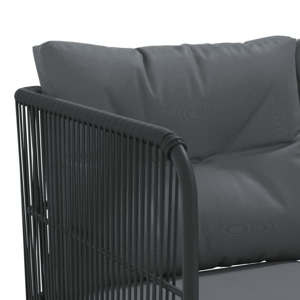 Trädgårdssoffa med dynor svart stål och textilen