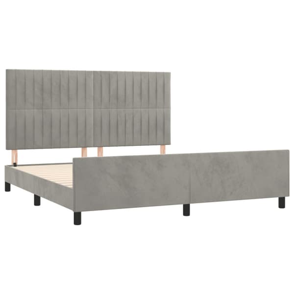Sängram utan madrass ljusgrå 160x200 cm sammet