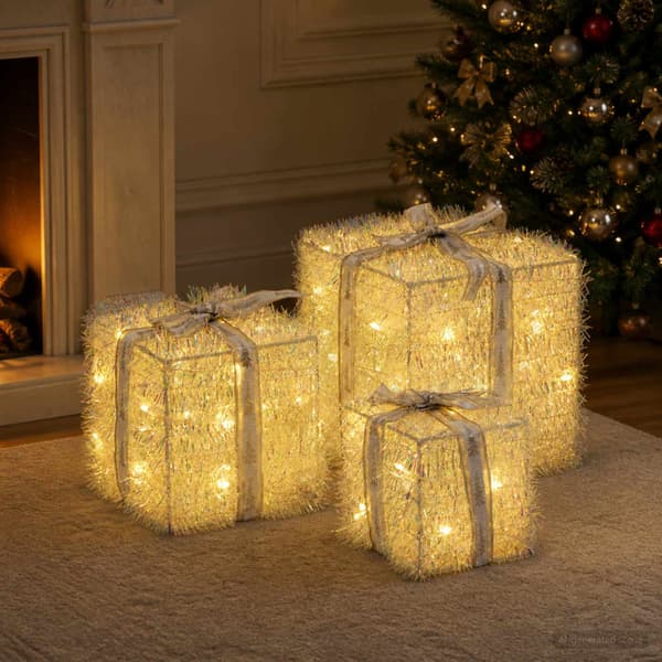 Ljusande julklapp 3 st 64 LED-lampor Varmvit