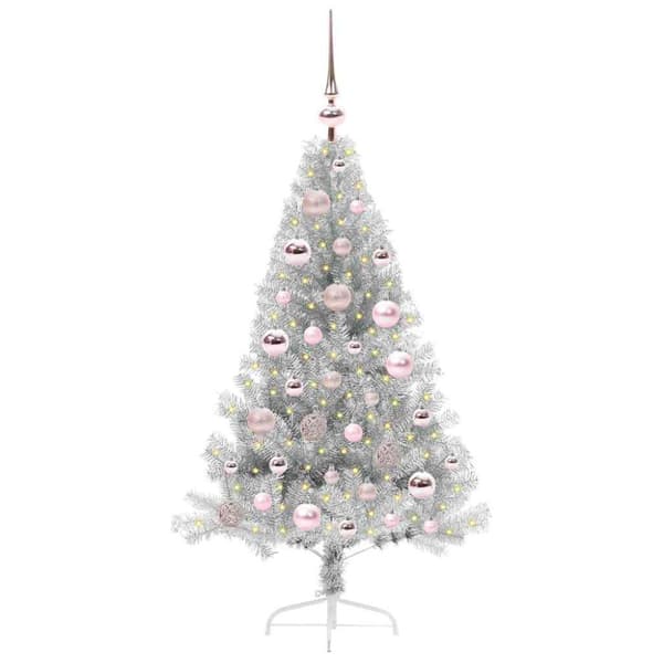 Konstgjord Förbelyst Julgran Silver 120 cm PET