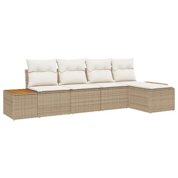 Trädgårdsoffset 5 st Beige Poly rattan