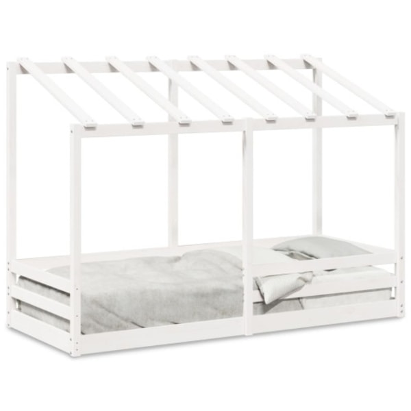 Barnsäng med tak vit 90x190 cm massiv furu