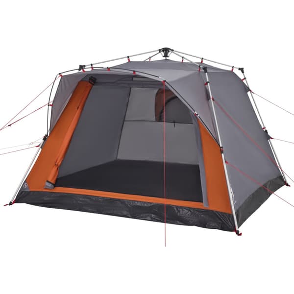 Campingtält 4 personer grå och orange snabbrest