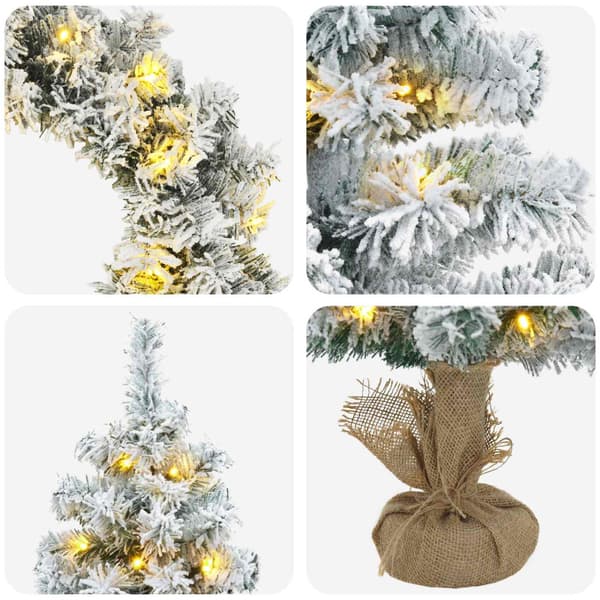 Mini-julgransset 90 cm 175 LED-lampor Varmvit PVC Grön och Vit
