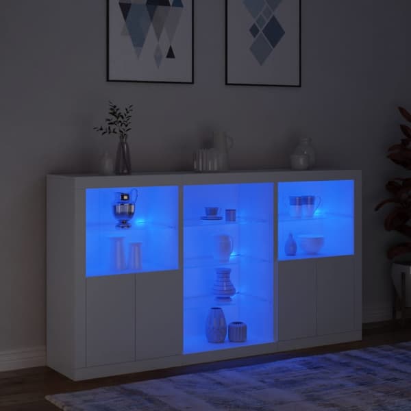 Skänk med LED-belysning vit 181,5x37x100 cm