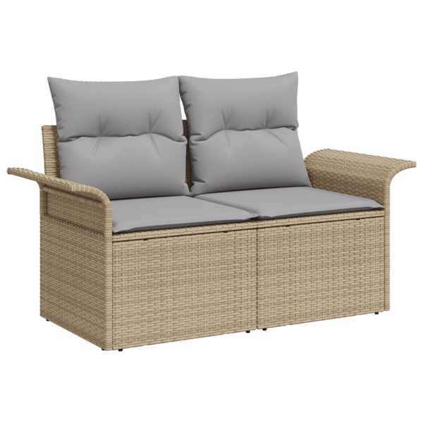 Trädgårdsoffset med lagring 9 pcs Beige Poly rattan