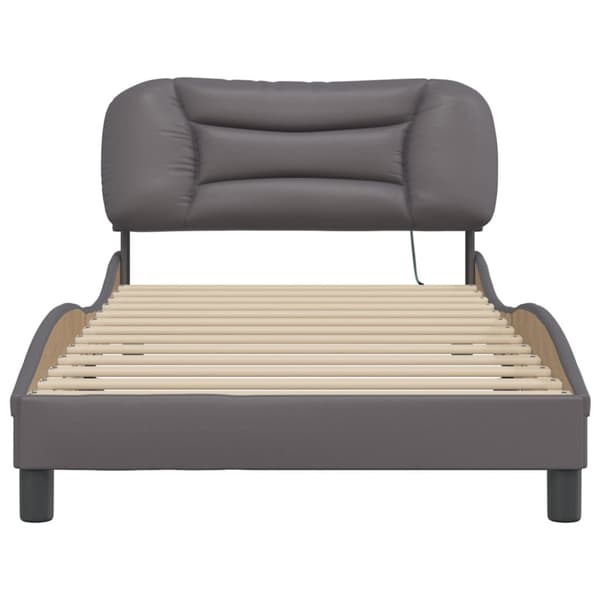 Bed Frame with LED without Mattress "Hvar" Grey 100x200 cm