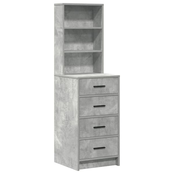 Smyckebord med spegelbelysning 3 pcs Grå Konstruerat trä