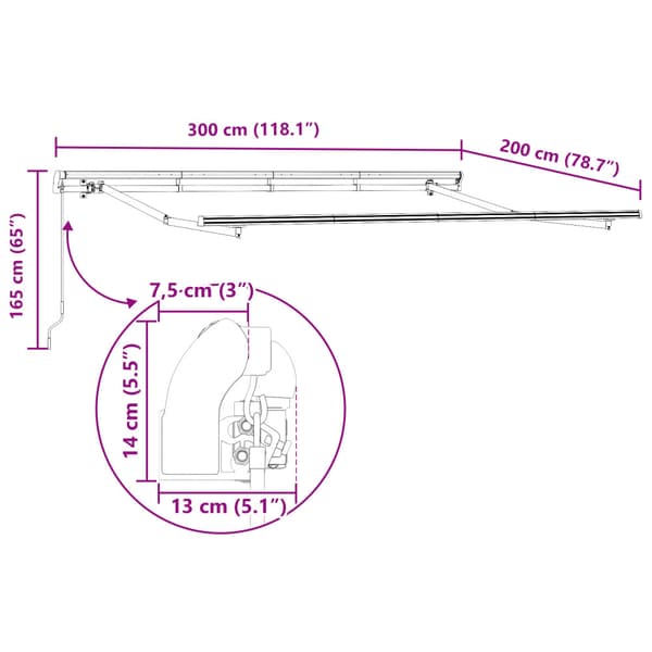 Markisram Vit 3 x 2 m Metall