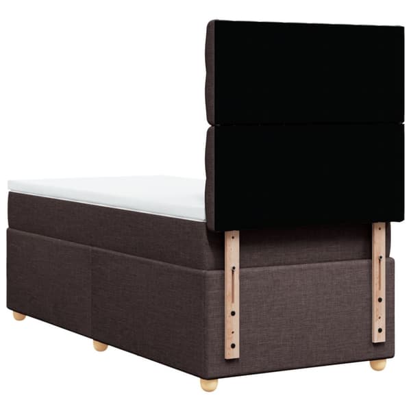 Ramsäng med madrass mörkbrun 90x200 cm tyg