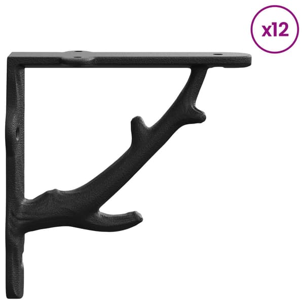 Hyllkonsoler 12 st Svart 14 x 14 x 4 cm Stål