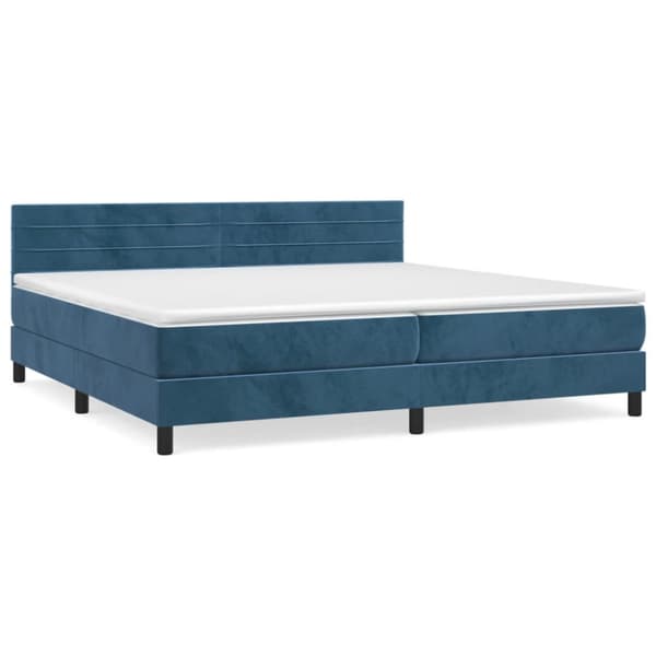 Ramsäng med madrass mörkblå 200x200 cm sammet