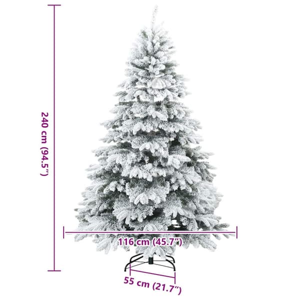 Konstgjord Vikbar Julgran Snö Flocked med stativ Vit 240 cm