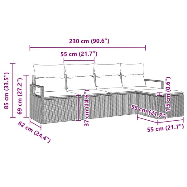 Soffset med kudde 5 pcs Brun konstrotting