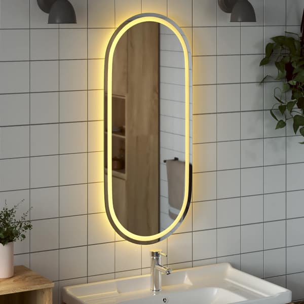 LED Badrumsspegel Transparent 100 x 45 cm härdat glas