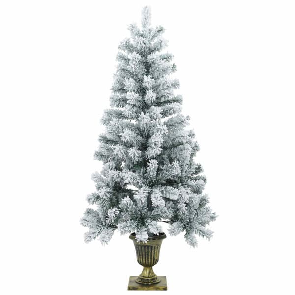 Mini julgran flockad 120 cm PVC Grön och Vit