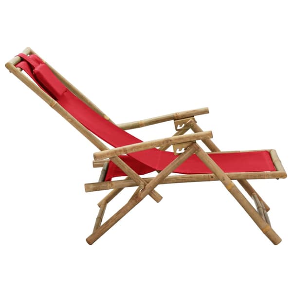 Reclinerstol röd bambu och tyg