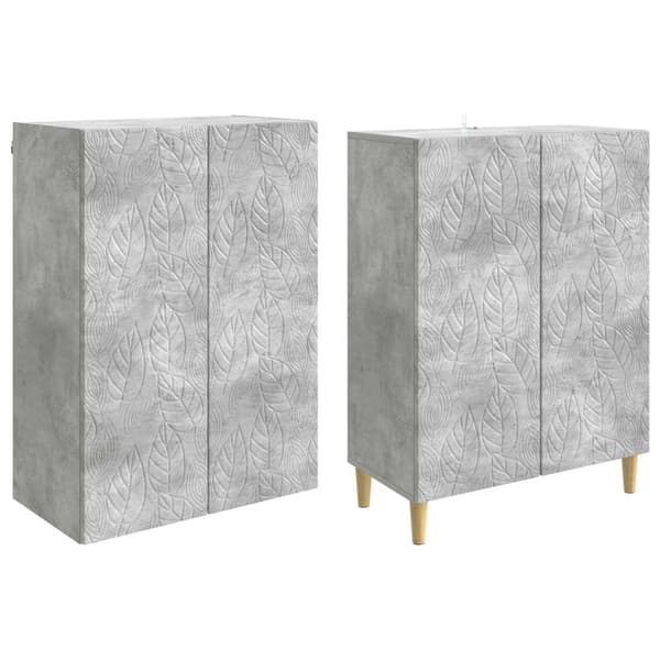 Skåpset 2 pcs Betonggrå Konstruerat trä