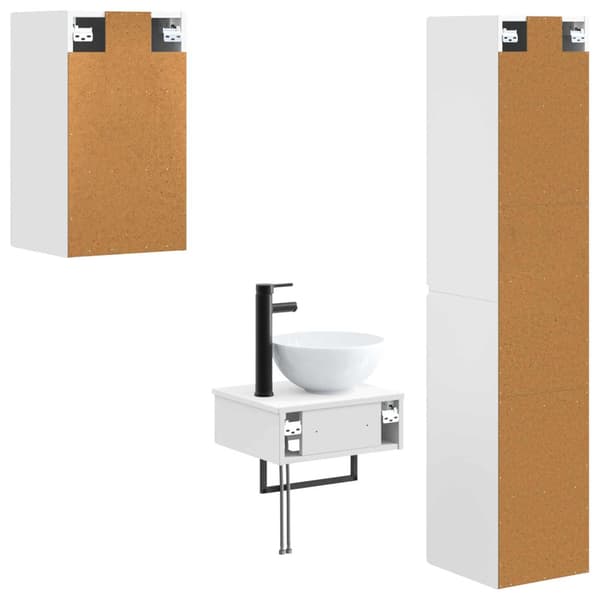 Badrumsmöbelset 3 st Vit 33 x 34,5 x 160 cm Konstruerat trä