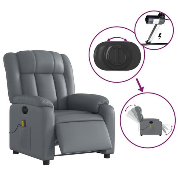 Elektrisk massagefåtölj grå konstläder