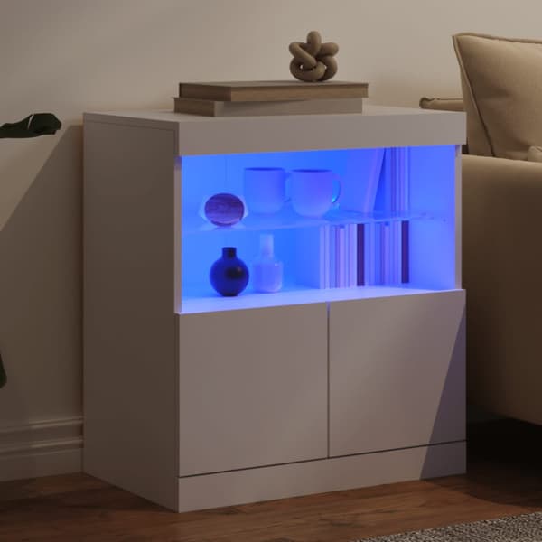 Skänk med LED-belysning vit 60x37x67 cm