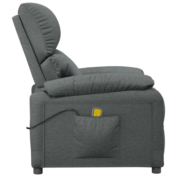 Massagefåtölj mörkgrå tyg