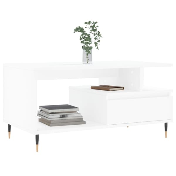 Soffbord vit 90x49x45 cm konstruerat trä