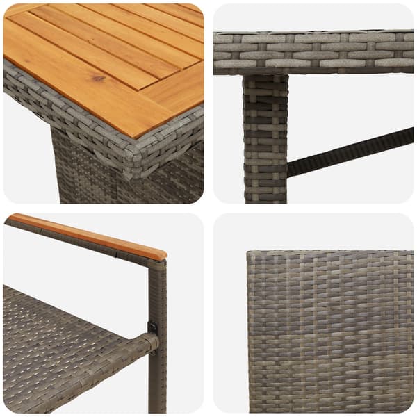 Trädgårdsmöbelset 9 pcs Grå konstrotting
