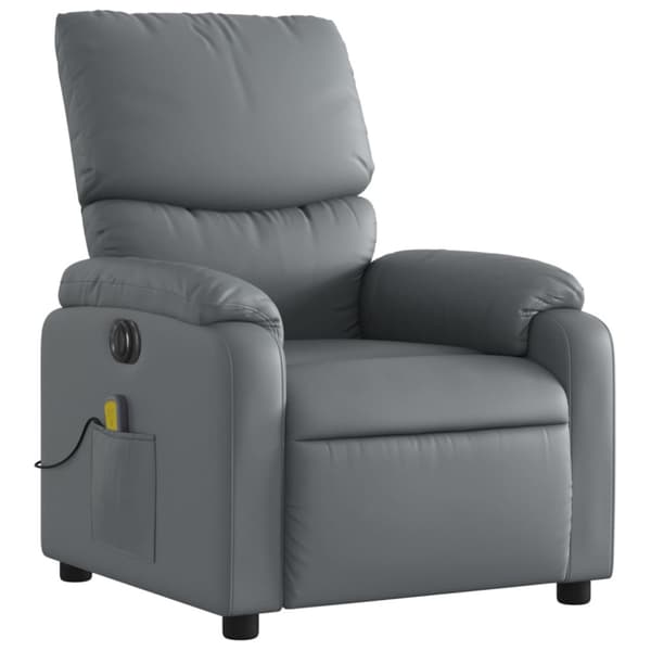 Elektrisk massagefåtölj grå konstläder