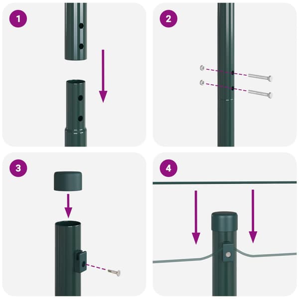 Stängselstolpe 7 pcs Grön Stål