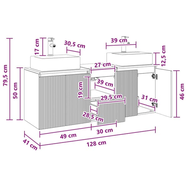 Badrumsskåpsset 3 st Vit högglans 49,5 x 41 x 62,5 cm