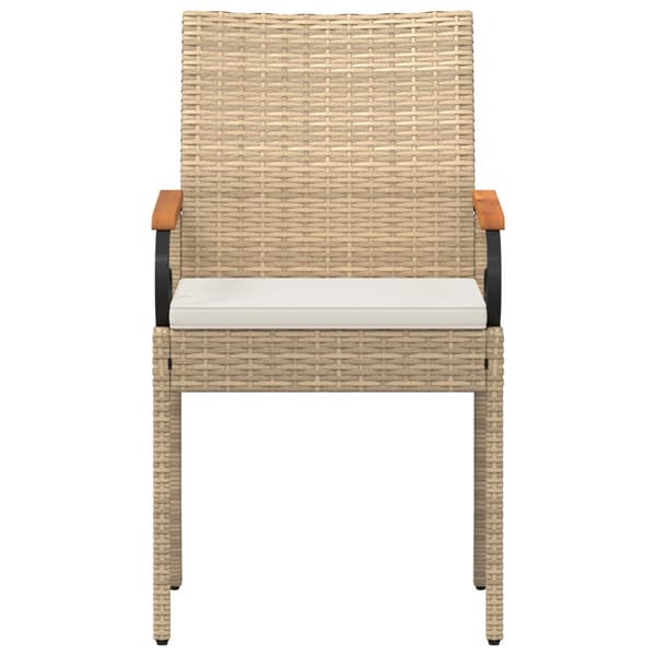 Trädgårdsstolar 4 pcs Beige och krämvit Poly Rattan och Akacia