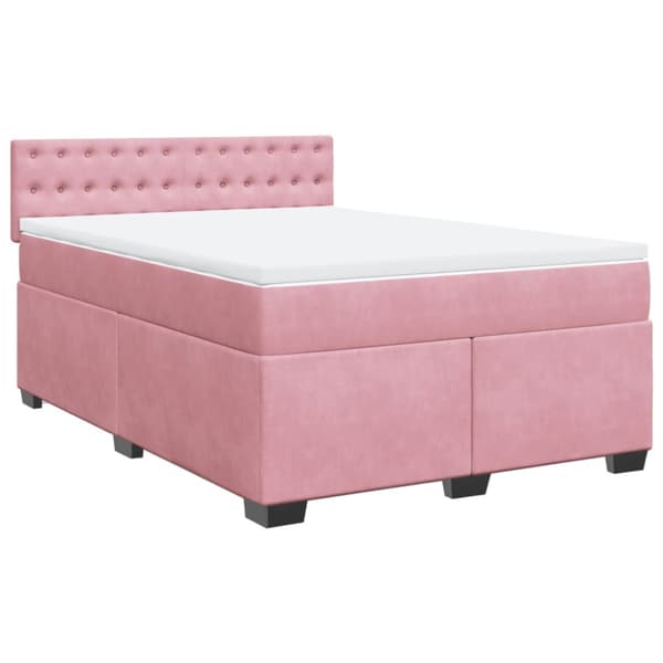 Ramsäng med madrass rosa 140x200 cm sammet