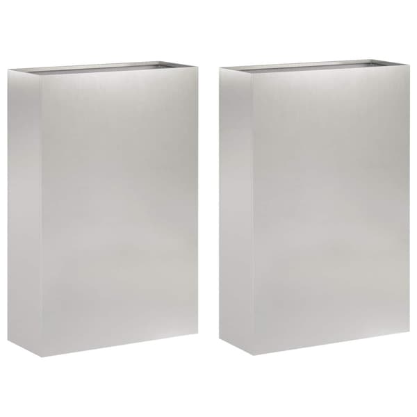 Trädgårdsplanterare 2 st Silver 40 x 20 x 75 cm Rostfritt stål