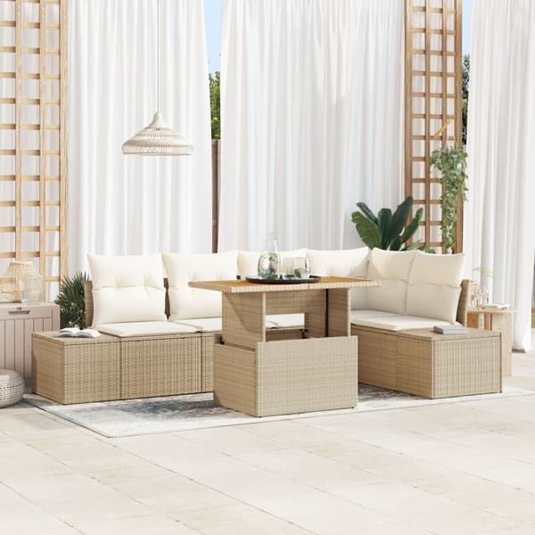 Trädgårdsoffset 6 st Beige konstrotting