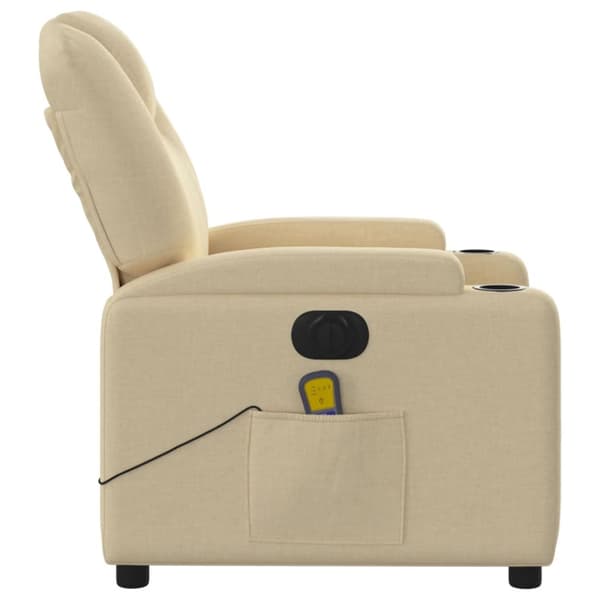 Elektrisk massagefåtölj gräddvit tyg