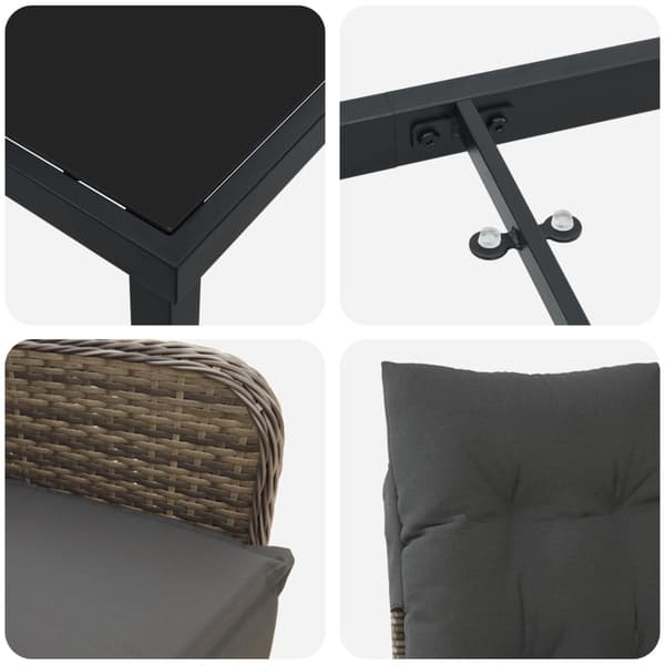 Trädgårdsmöbelset 7 pcs Beige konstrotting