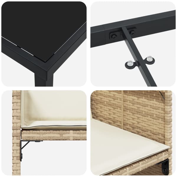 Trädgårdsmöbelset med kudde 9 pcs Beige konstrotting
