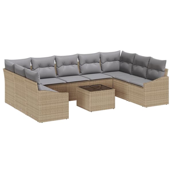 Soffset med kudde 10 pcs Beige konstrotting