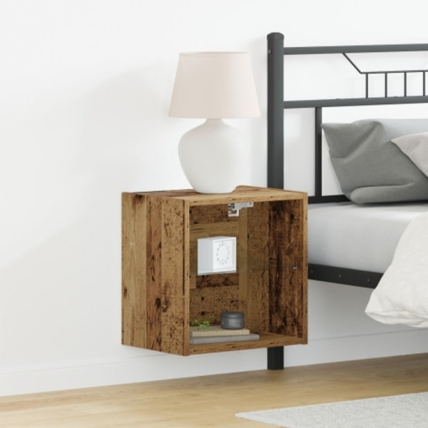 Svävande hylla 2 st återvunnet trä 40x28,5x40 cm konstr.trä