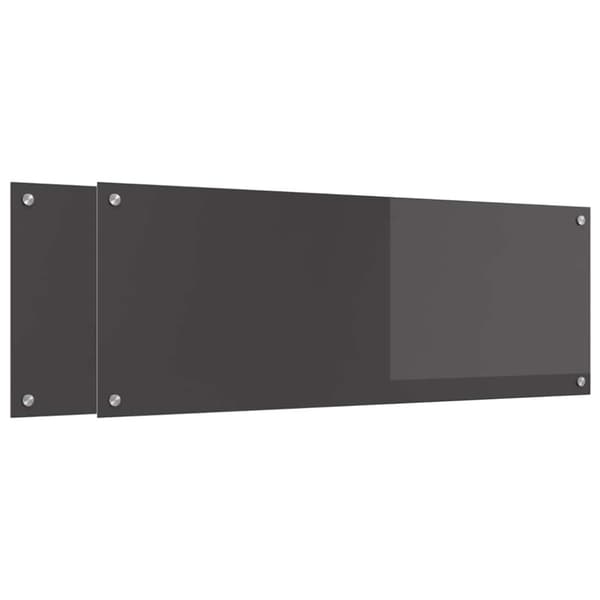 Köksskydd 2 pcs Mörkgrå 110 x 40 cm härdat glas